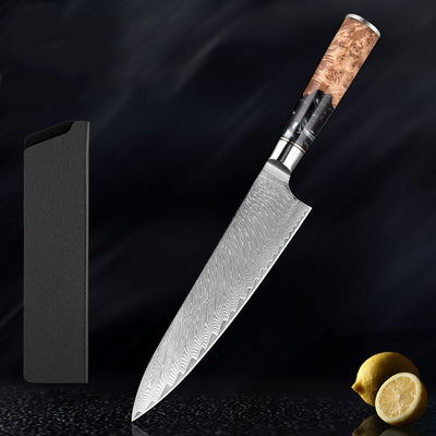 SAKUTO (作東) Japanese Damascus Steel Kitchen Knife Set With Resin Handle