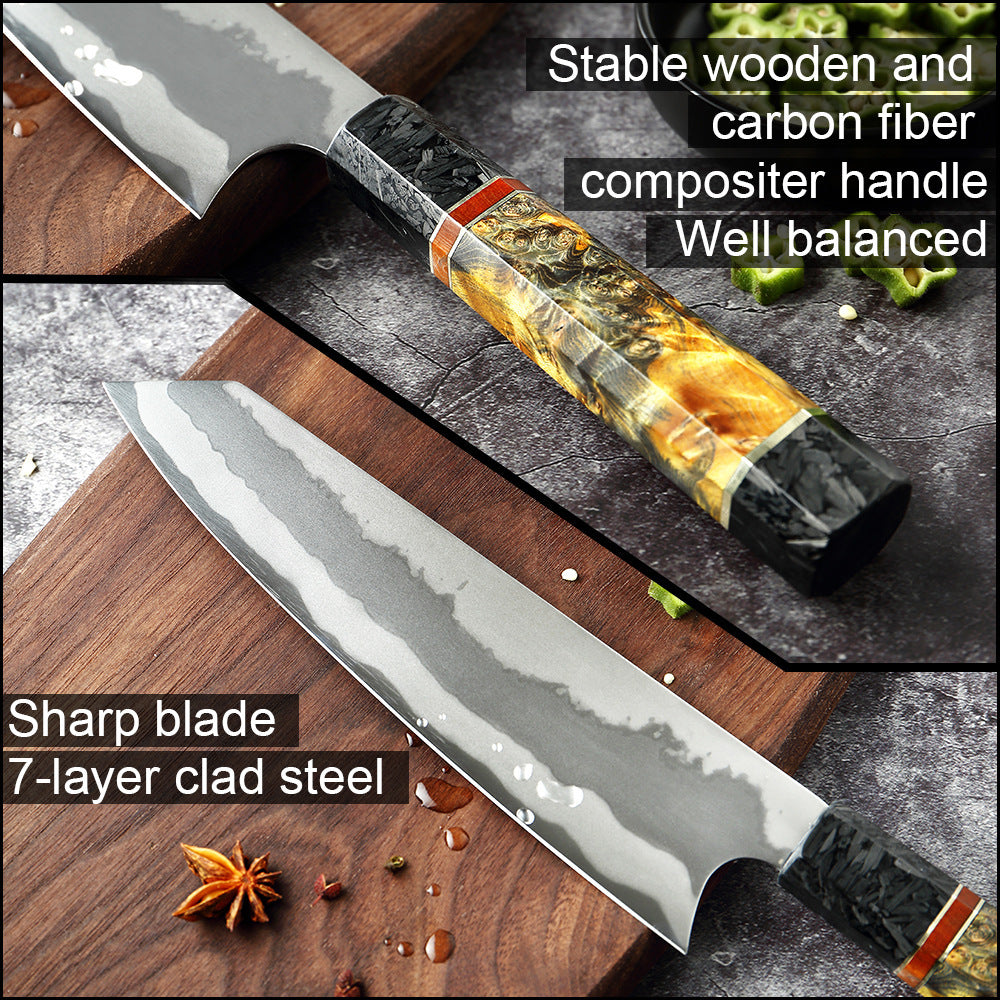 Kiritsuke ( きりつけ) Japanese Damascus Steel Chef Knife With Coloured Octagonal Handle