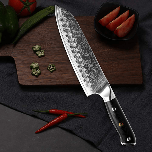 Akarui (あかるい) Japanese Santoku Chef Knife with Ebony Handle