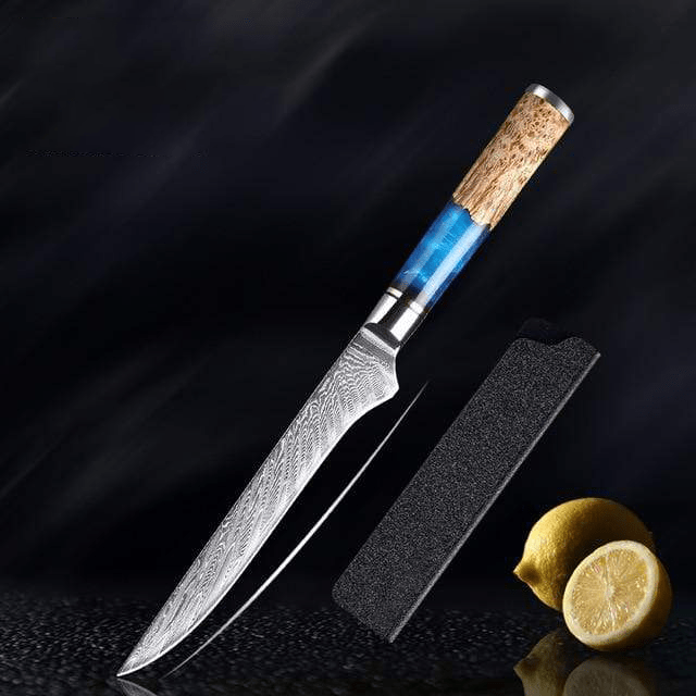 SAKUTO (作東) Japanese Damascus Steel Kitchen Knife Set With Resin Handle